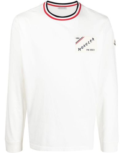 Moncler T-shirt en coton à patch logo - Blanc