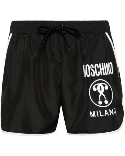 Moschino Contrasting-trim Swim Shorts - Black
