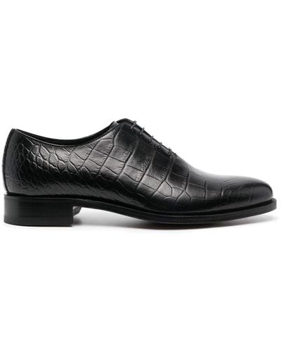 SCAROSSO Crocodile-effect Lace-up Shoes - Black