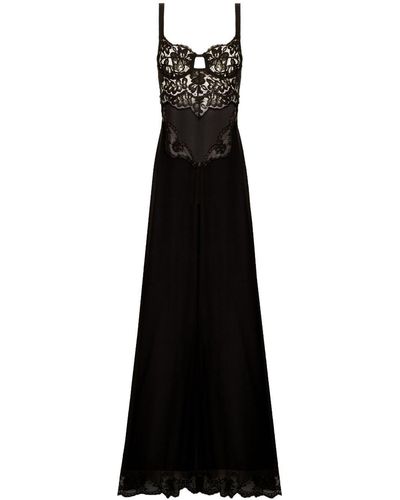 Dolce & Gabbana Lace-Detail Silk-Blend Dress - Black