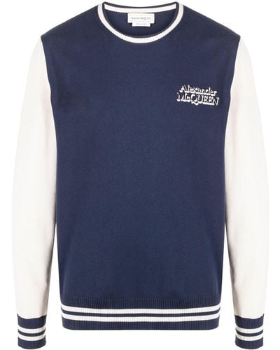 Alexander McQueen Logo-print Long-sleeve Sweater - Blue