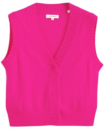 Chinti & Parker V-neck Wool Vest - Pink