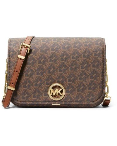 MICHAEL Michael Kors Bandolera Delancey con placa del logo - Marrón