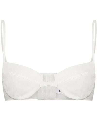 ShuShu/Tong Bow-detail cotton bra - Bianco