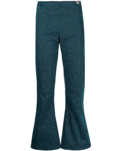 Maison Mihara Yasuhiro Metallic Flared Trousers - Blue