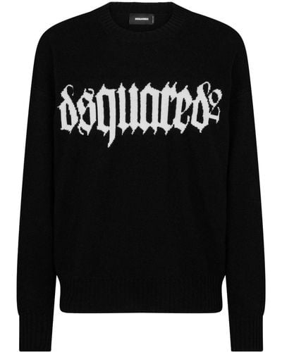 DSquared² Logo Intarsia-knit Sweater - Black