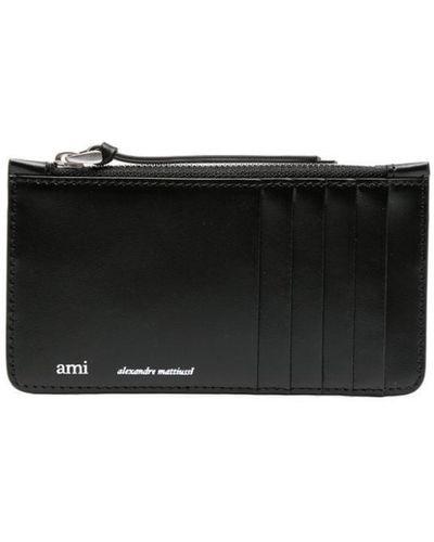 Ami Paris Logo-print Leather Wallet - Black