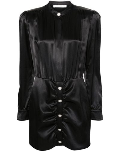 Alessandra Rich Long-sleeve Silk Dress - Black