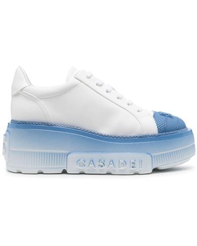 Casadei Nexus Leather Platform Sneakers - Blue