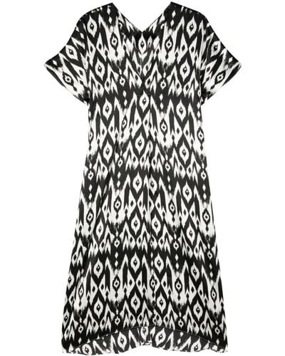 Simonetta Ravizza Abstract-print Silk Midi Dress - Black