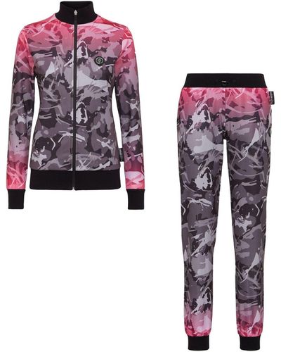 Philipp Plein Camouflage-pattern jogging Tracksuit - Red