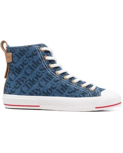 See By Chloé Sneakers alte con stampa - Blu
