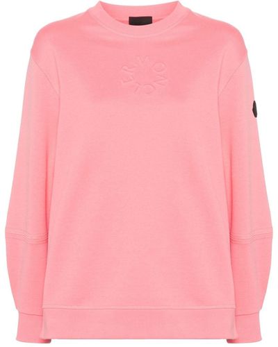 Moncler Embossed-Logo Cotton Sweatshirt - Pink
