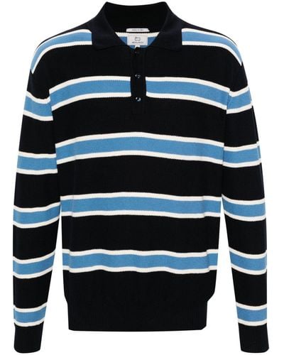 Woolrich Gestricktes Melton Poloshirt mit Streifen - Blau