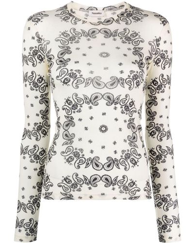 Nanushka Lymee Bandana-print Jersey Top - White