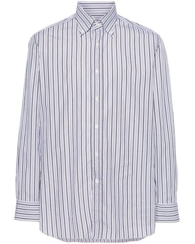 Brioni Striped Cotton Shirt - Blue