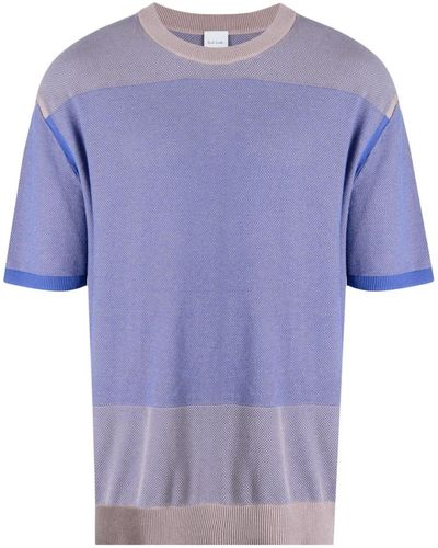 Paul Smith Knitted Panelled Cotton T-shirt - Purple