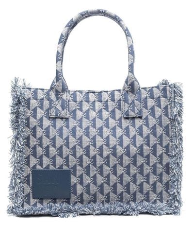 Sandro Sac cabas Kasbah médium à motif monogrammé - Bleu