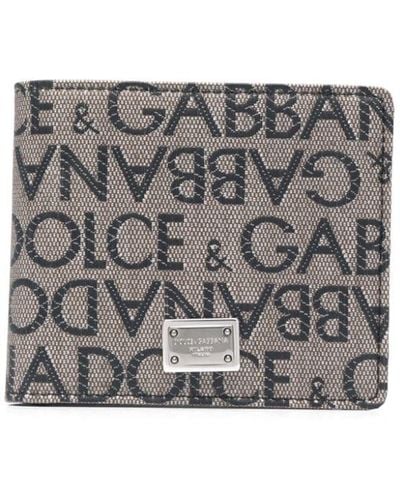 Dolce & Gabbana Portefeuille à logo en jacquard - Gris