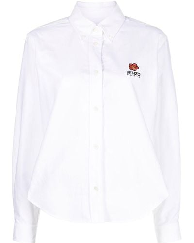 KENZO Logo-print Button-down Cotton Shirt - White