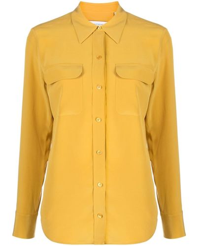 Equipment Signature Long-sleeve Silk Shirt - Yellow