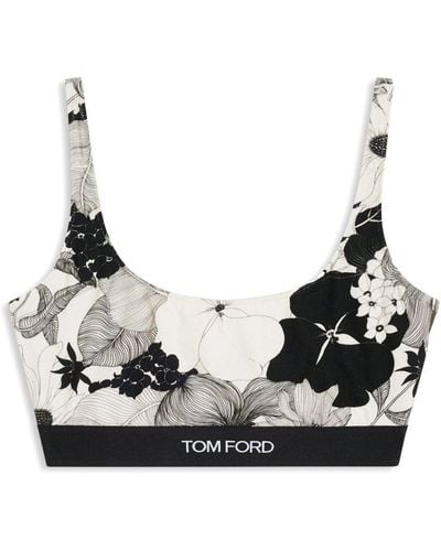 Tom Ford Floral-print Bralette - Black