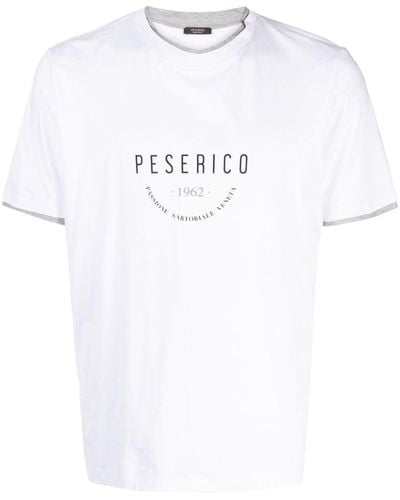 Peserico Katoenen T-shirt Met Logoprint - Wit