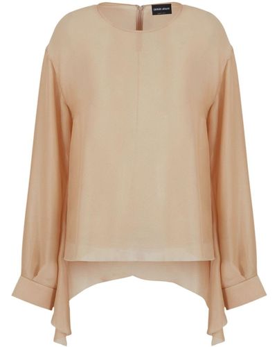 Giorgio Armani Knot-detail Silk Blouse - Natural