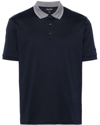 Giorgio Armani Poloshirt Met Contrasterende Kraag - Blauw