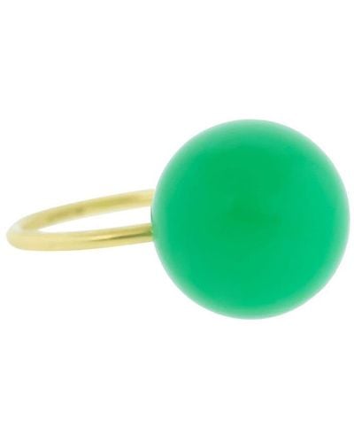 Irene Neuwirth 18kt Yellow Gold Chrysoprase Sphere Ring - Green