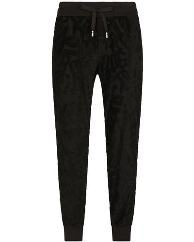 Dolce & Gabbana Pantalon de jogging à logo en jacquard - Noir
