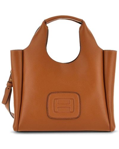 Hogan H-bag Small Leather Tote Bag - Brown