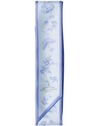 Prada Seidenschal mit floralem Print - Blau