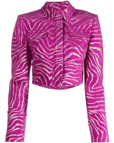 Genny Zebra-print Cropped Jacket - Pink