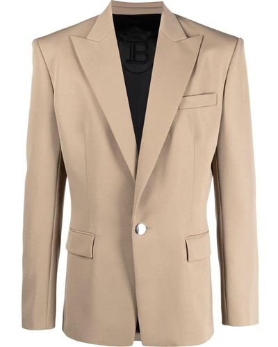 Balmain Single-breasted Wool Suit Jacket - Natural