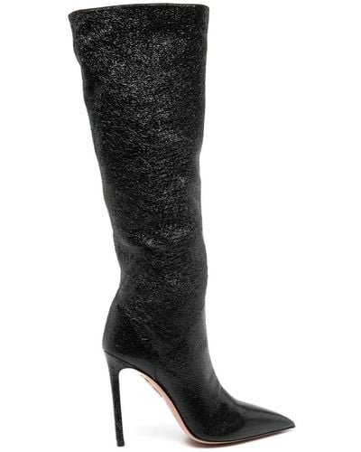 Aquazzura Matignon 105mm Crinkled-leather Boots - Black