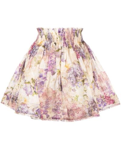 Zimmermann Floral-print Flared Miniskirt - Pink