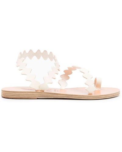Ancient Greek Sandals Scallop-hem Flat Sandals - White