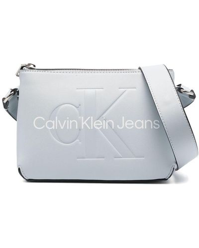 Calvin Klein Embossed-logo Faux-leather Crossbody Bag - Grey