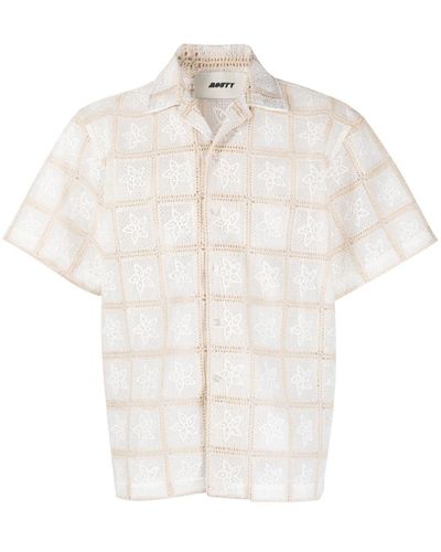 MOUTY Crosby Hemd mit Blumenstickerei - Weiß