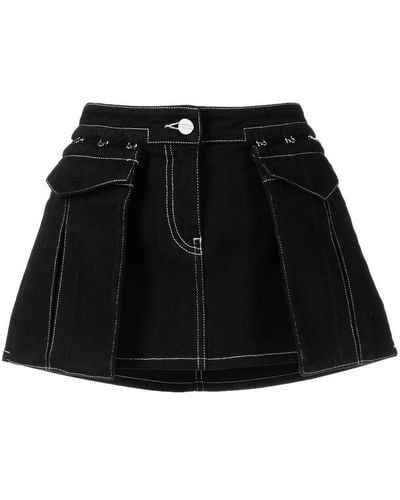 Dion Lee Contrast-stitching Denim Skirt - Black