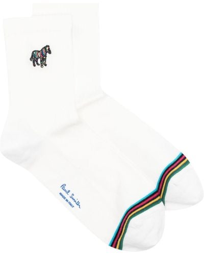 Paul Smith Embroidered-motif Cotton-blend Socks - White
