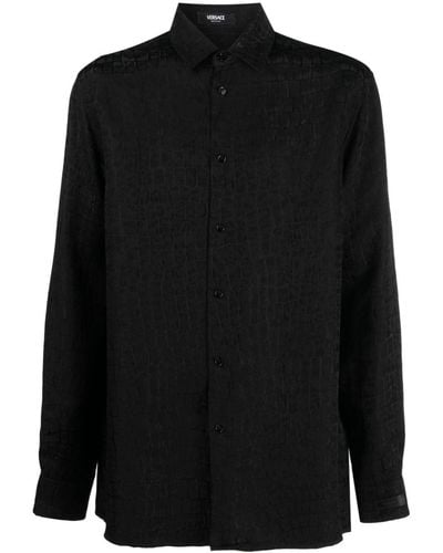 Versace ジャカードパターン シャツ - ブラック