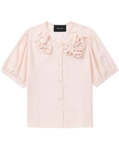 Simone Rocha Rose-appliqué Short-sleeve Shirt - Pink