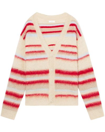 1989 STUDIO Brushed-effect Striped Cardigan - Red