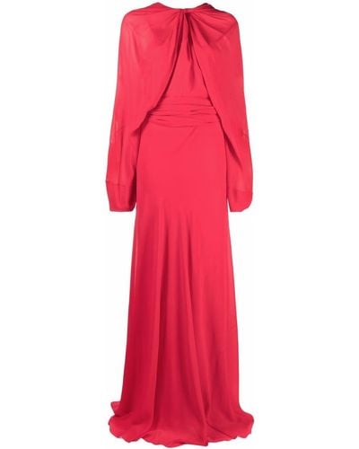 Maison Margiela Draped Long-sleeve Evening Dress - Red