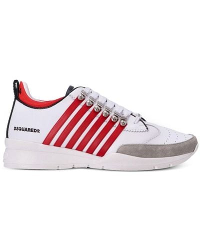 DSquared² Legendary Striped Leather Trainers - Red