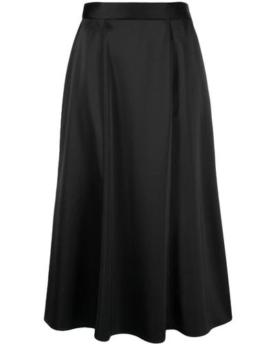 Roberto Collina A-line Satin Midi Skirt - Black