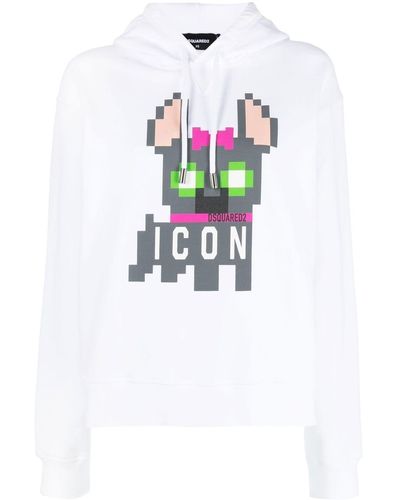 DSquared² Icon Pixelated-print Hoodie - Wit