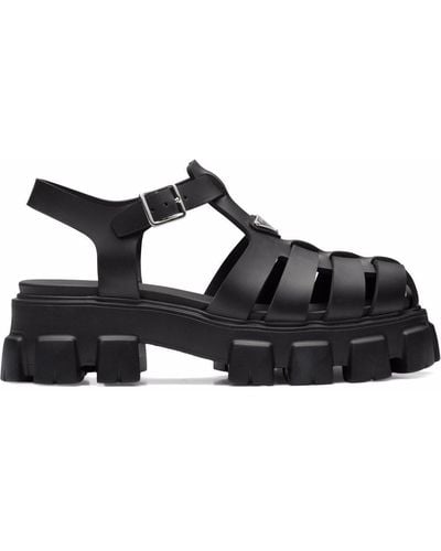Prada Branded Rubber Sandals - Black